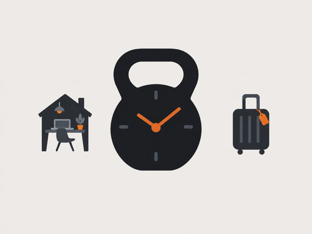 Illustration: Training zu Hause, im Büro oder unterwegs